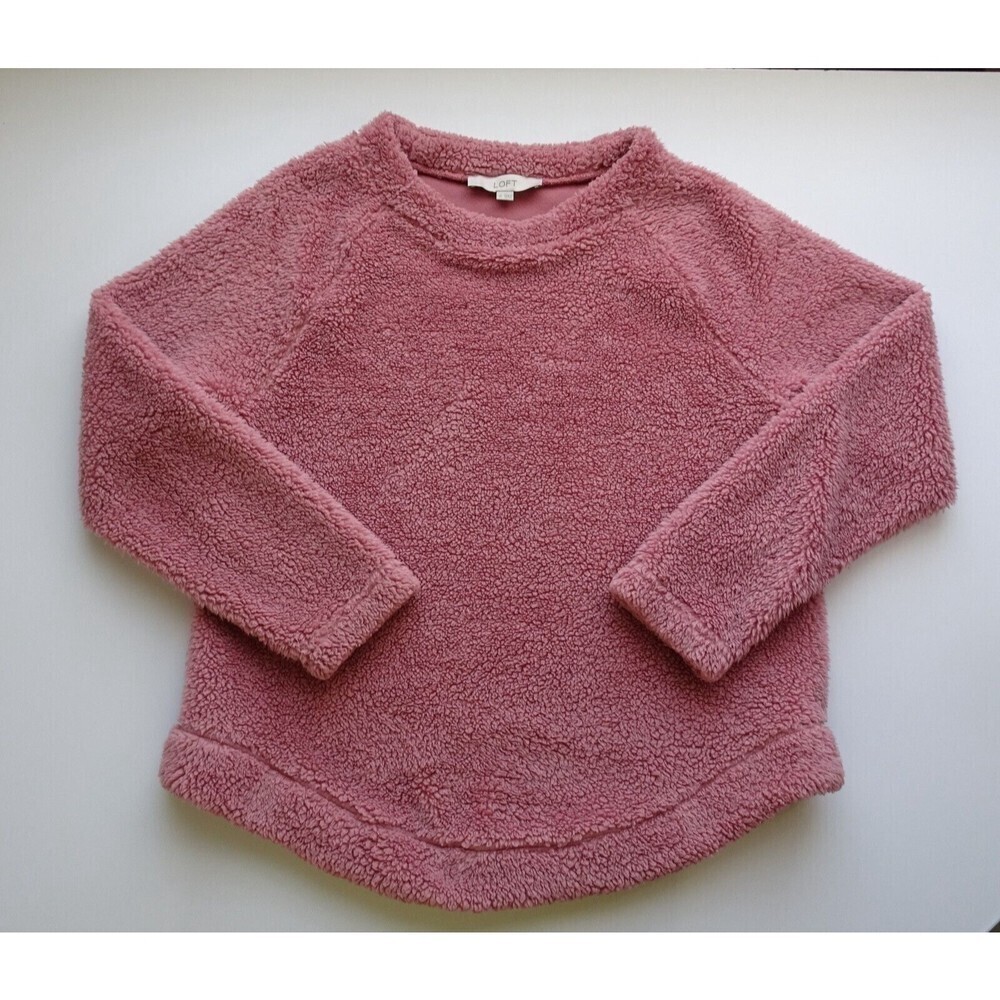 LOFT Women's Fleece Sweater Pink Mauve Comfy Soft Plush  Athleisure Size M - Picture 4 of 11